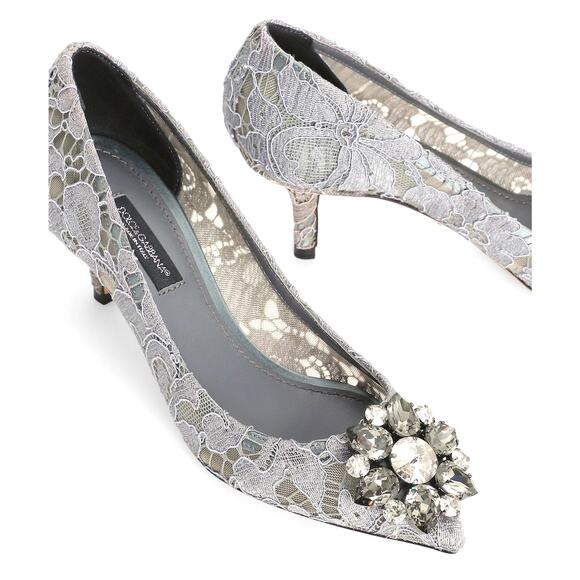 Dolce & Gabbana Bellucci 60 Pumps in Taormina Lace Crystals Grey 37 - Picture 4 of 10